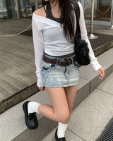 マイクロローデニムスカート