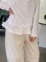 WT Lace Frill Layered Long Sleeve T-Shirt (2color)
