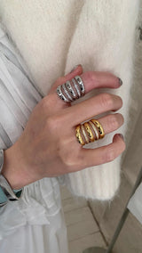 Quilting 5layered ring(silver/gold)