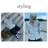 ストライプワイドシャツ_ネイビー