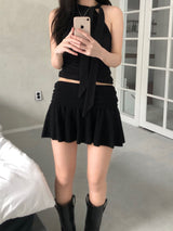 Dice Flared Mini Skirt (2 colors)