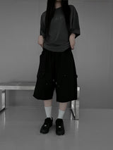 rivet flow bermuda pants (3color)