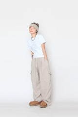 fleece oblique cargo pants