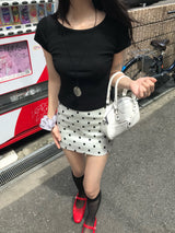 ポピー ボートネック スリム ハーフスリーブ Tシャツ