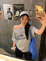 Control off-shoulder loose fit short-sleeved T-shirt