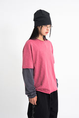 スラブクロップレイヤーTシャツ