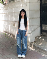 Nippen Damaged Wide Denim Pants