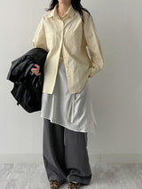 Creme Two-Pocket Cotton Over Fit Shirt