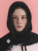 KNIT BALACLAVA IN BLACK WING