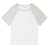 KIRSH PLAIN COLOR MIX RAGLAN CROP T-SHIRT - GRAY  
