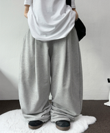 STRING FRONT SIDE PINTUCK BALLOON LONG PANTS🤍🖤🩶2SIZE 3COLOR