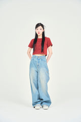 ワッペンステッチ半袖ミニTシャツ