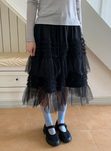 ジュリメッシュフリルティアードミディスカート