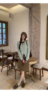 Mint Brown Layered Cardigan Knitwear