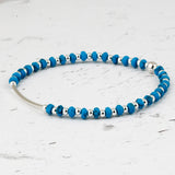 SVB-229 An Yujin wearing Silver Bar Turquoise Unisex Simple Daily Couple Bracelet
