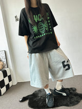 ディスオーダーグラフィティタトゥーパッチグラフィックオーバーサイズTシャツ 4カラー