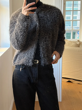 [Unisex] Hairy crop round knit cardigan(3color)