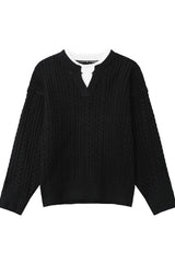 Layered Look Cable Knit Sweater