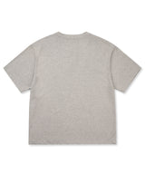 ホース レタリング ヘンリーネック クロップド Tシャツ - グレー