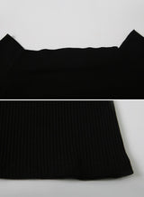 Off Shoulder Slim Rib Short Sleeve T-shirt (3color)