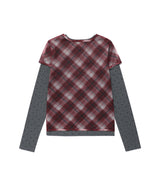 シアー チェック レイヤード LS Tシャツ(CV2GFFT557A)