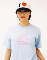 カーリーテキストTシャツ - ライトブルー