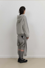 Knit Back Hoodie / Mint Grey