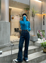 High-waisted skinny flared jeans