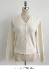 Lensi V-neck basic knit cardigan