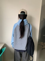 シフォンブラッシュドフードハーフジップアップフリーススウェットシャツ