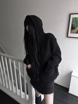 pocket waffle hood cardigan (unisex)