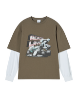 26SS レーシングカーダブルレイヤー長袖Tシャツ