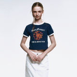 SunFlower Crop Ringer T-Shirt_Navy