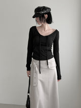 Hoodie Strap V-Neck Tee