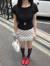 ポピー ボートネック スリム ハーフスリーブ Tシャツ