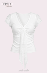 Hayley Lace White Short Sleeve T-shirt