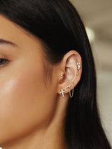 gold octagon star stud 14k gold plating + 925 silver earrings E065-02G