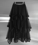 Cherian Chiffon Unbalance Tiered Skirt
