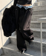 Denim layered sweat pants(2color)
