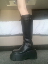 Sugena Platform Buckle Long Boots