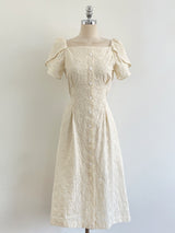26SS★ Ruckbell Square Neck Embroidered Tulip Pintuck Long One Piece