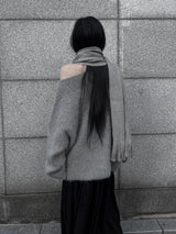 オーバーフィットモヘアリップネックニット (2color)