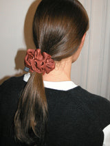 Satin Suede Scrunchie_Dark Orange
