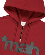 mah CUT OFF APPLIQUE ZIP-UP HOODIE_BURGUNDY