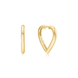 medium heart hoop 14k gold plating + 925 silver earrings E064-03G