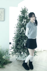 Angora Half-Puff Short-Sleeved Knitwear (2color)
