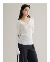V-neck flared sleeve knit top