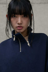 Double zipper high-neck sweatshirt