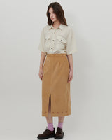 オーナメントプリントコーデュロイスカート [BEIGE]