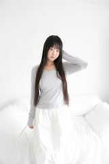 v-neck melange light top(2colors)